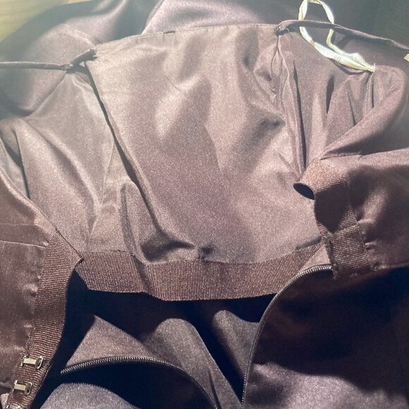 David's Bridal SZ 8 truffle satin strapless formal flare gown bridal formal prom - Picture 9 of 13